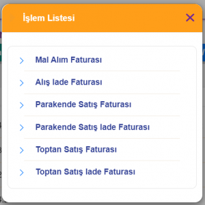 fatura işlem listesi